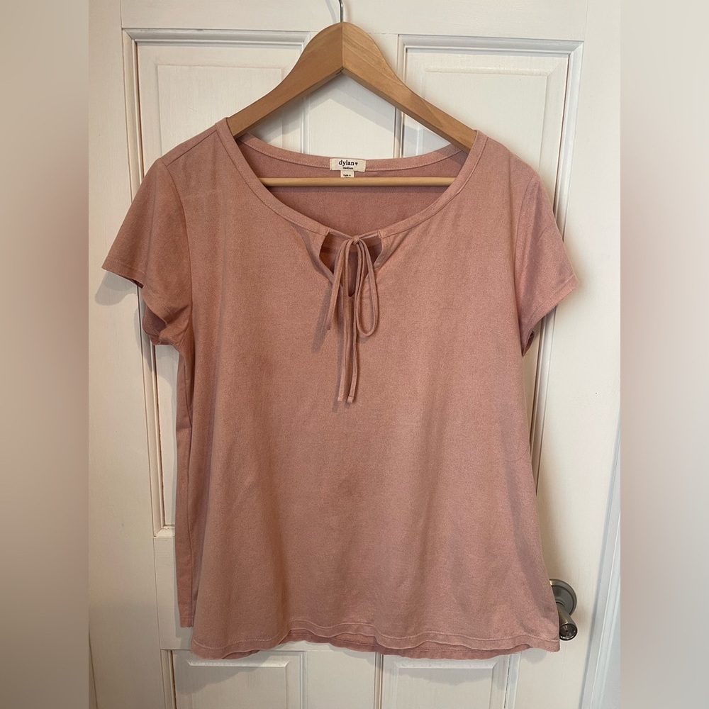 Dylan Blush Pink Blouse Suede Like Material M